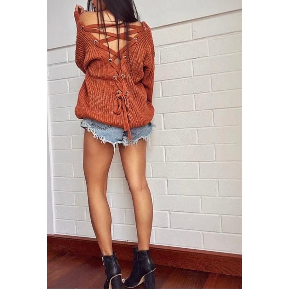 * Lace Up Pullover Knit *